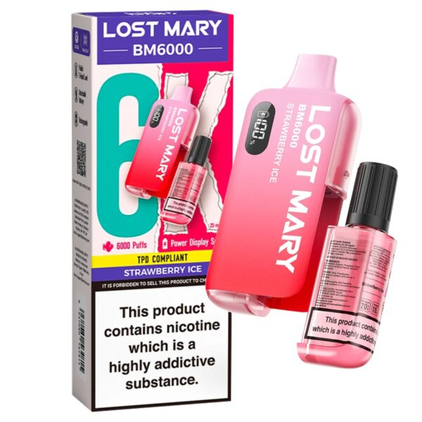 strawberry ice lost mary refill Frozen White Strawberry Lost Mary MT15000 Turbo Vape main image 0